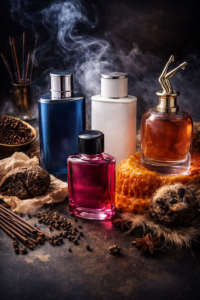 Perfumy i naturalne składniki w dymie